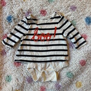 BabyGap Striped Bodysuit with Red Boo Print
